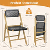 2 Piece Patio Folding Chairs with Woven Rope Seat and Back