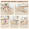 2-Piece Wooden Montessori Climbing Toys with DIY Climber and Seesaw
