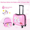 2 Pieces Kid Luggage Set with Spinner Wheels and Lanyard for Carry Strap-Pink