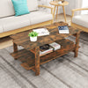 2-Tier Coffee Table with Storage Shelf for Living Room-Walnut