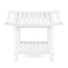 2-tier HDPE Waterproof Shower Bench with Curved Seat-White