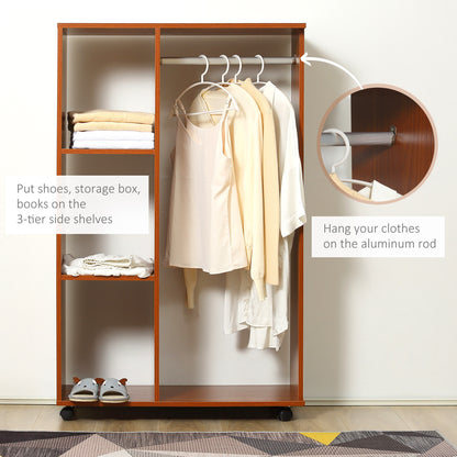 HOMCOM Open Wardrobe on Wheels in Walnut
