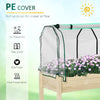 Outsunny Raised Garden Bed Outdoor Elevated Wood Planter Box w/ PE Cover, Natural