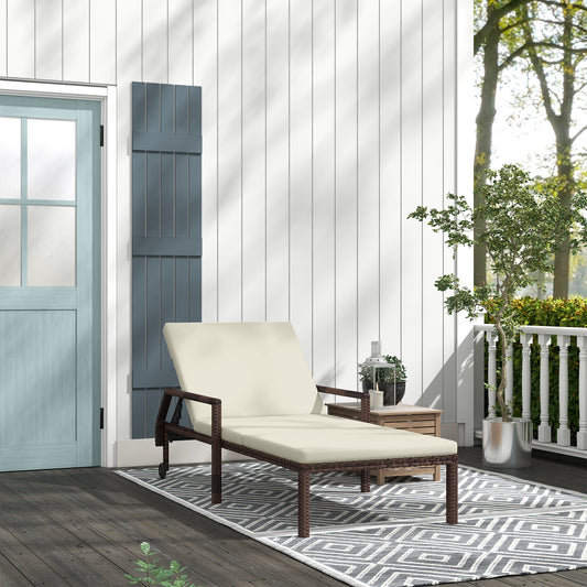 Outsunny Outdoor Sun Lounger in Cream
