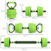 SPORTNOW 40kg Four-In-One Adjustable Weight Dumbbells Set, Barbell, Kettlebell, Push Up Stand - Green