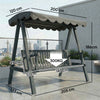 Outsunny 3 Seater Garden Swing Seat with Canopy, Wooden Swing Chair, Outdoor Hammock Bench for Balcony Patio Porch, Grey