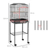 PawHut Bird Cage Budgie Cages for Finch Canary Parakeet with Stand Wheels Slide-out Tray Accessories Storage Shelf, Black