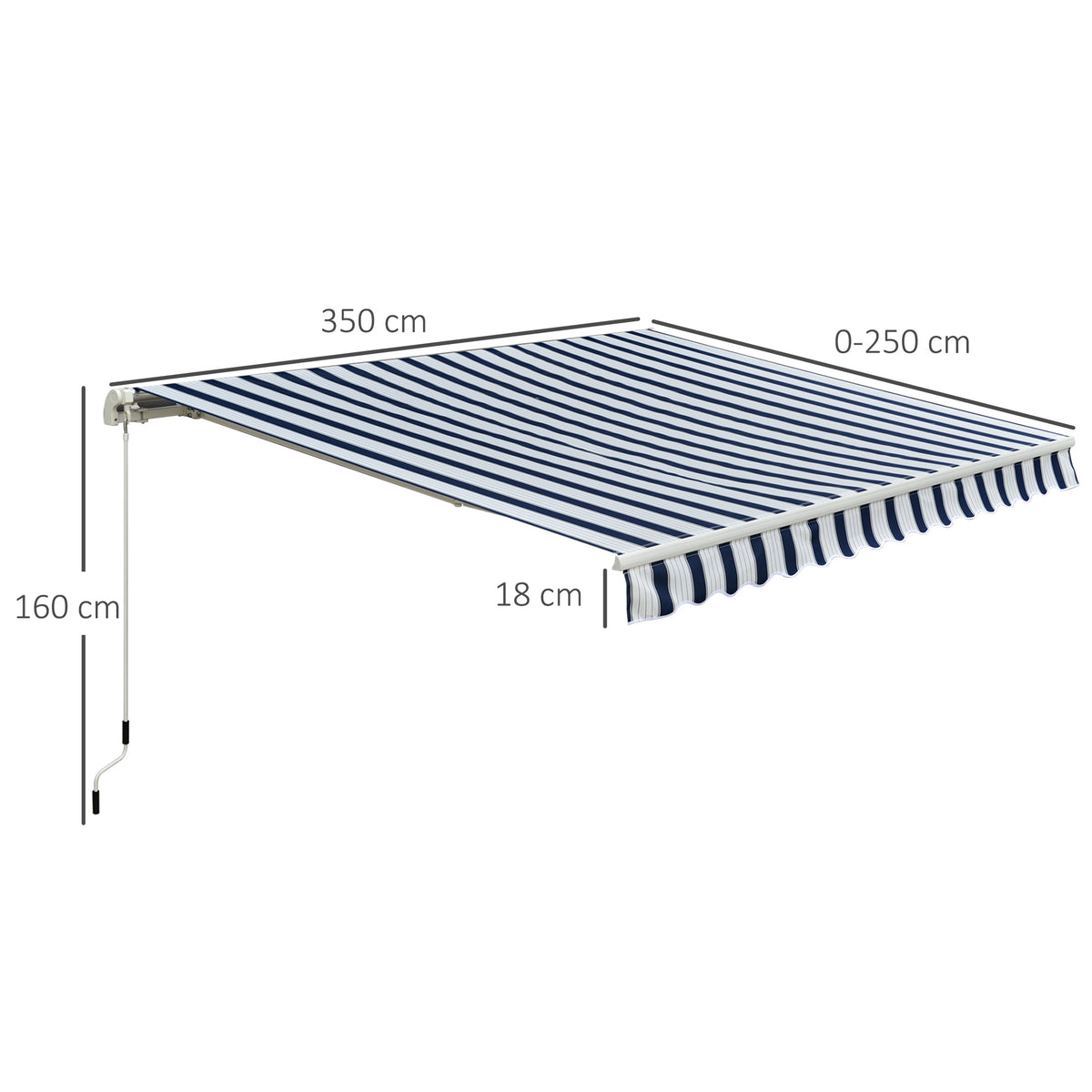Outsunny Manual Retractable Awning in Blue and White