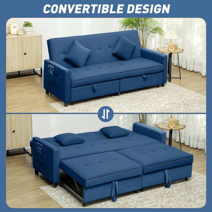 كنبة سرير ثلاثية من هومكوم بملمس المخمل - أزرق