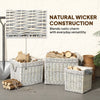 Outsunny Set of 3 Log Baskets for Wood Burner Indoor, Round Storage Basket with Lining and Rope Handles for Fireside Storage, Blankets, Beige