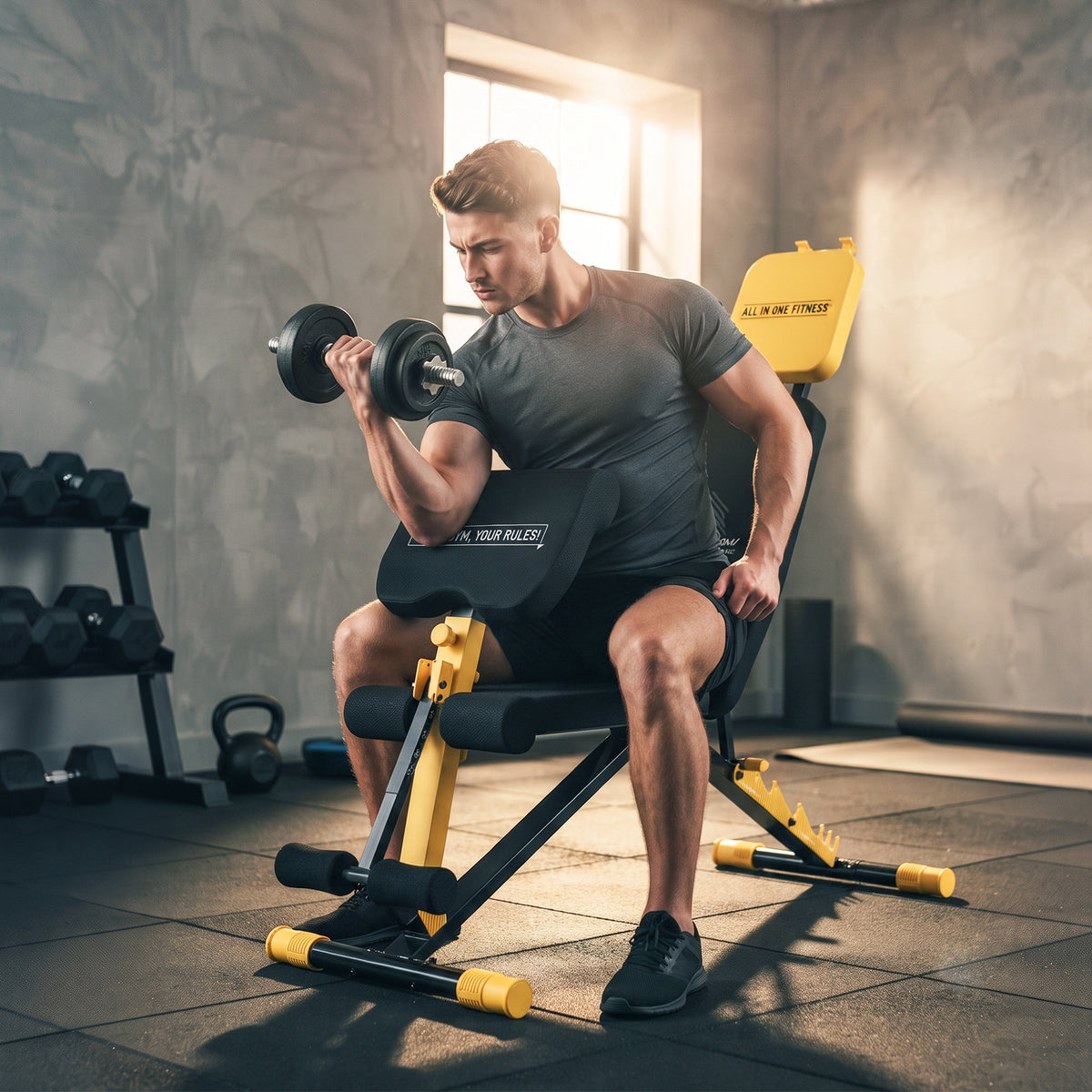 SPORTNOW Adjustable Weight Bench for Home Gym in Yellow