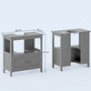 kleankin Pedestal Under Sink Cabinet with Double Doors, Modern Bathroom Vanity Storage Unit with Shelves, Light Grey