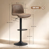 HOMCOM Bar Stools Set of 2, PU Leather Barstools with Backrest and Footrest for Kitchen, Counter, Breakfast Bar, Brown
