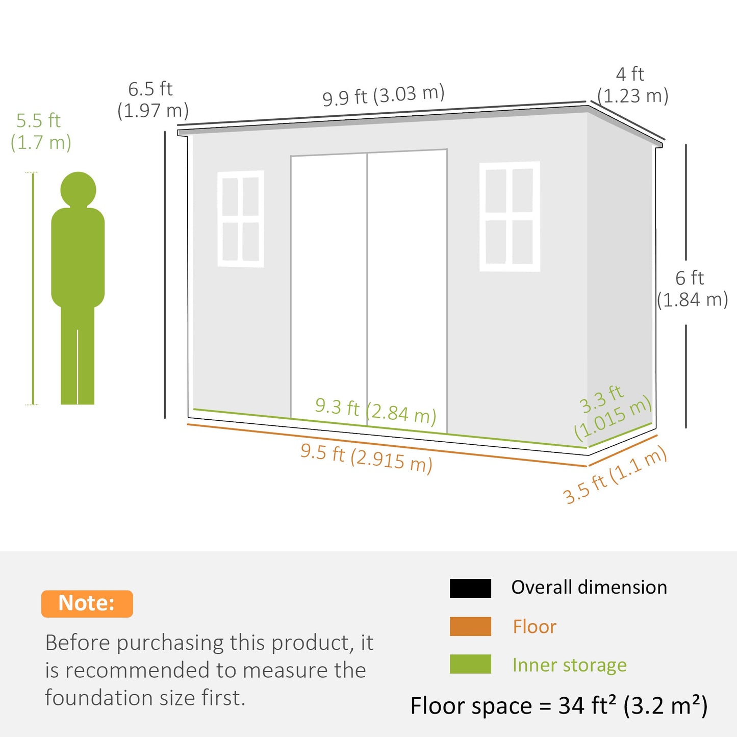 Outsunny 10 x 4 ft Resin Garden Shed, Outdoor Storage Shed with Floor, Windows, Lockable Doors and Vents, Dark Grey