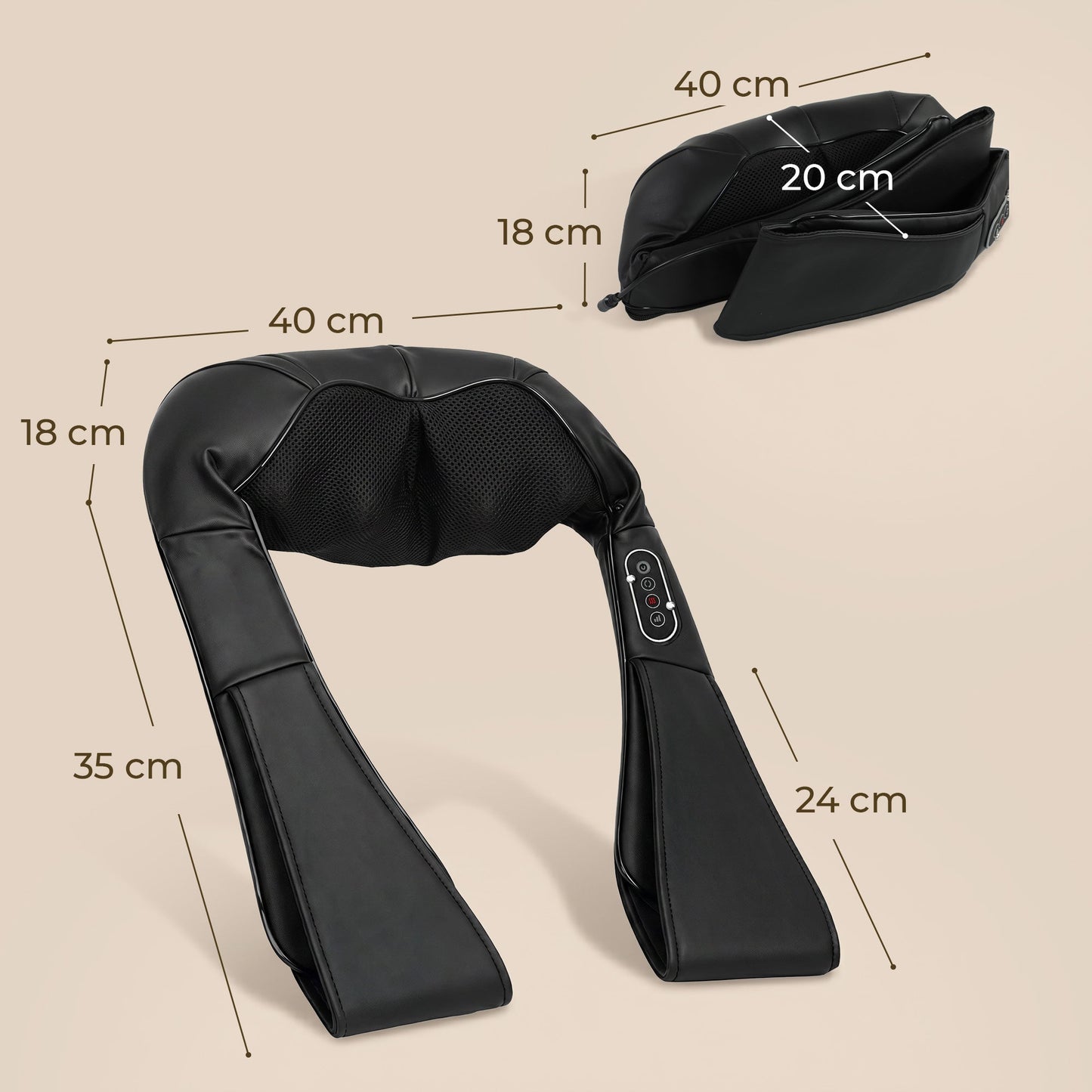 HOMCOM Cordless Neck Massager with Heat, Deep Tissue 4D Shiatsu Neck and Shoulder Massager for Car Home, Gifts for Men Women