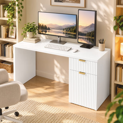 HOMCOM Computer Desk with Drawer in White