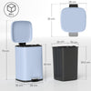 HOMCOM 20L Modern Boxy Metal Home Kitchen Bin - Light Blue