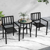 Outsunny 3 Piece Patio Bistro Set with Plastic Top, 2 Stackable Chairs, Galvanised Steel Frame, Grey