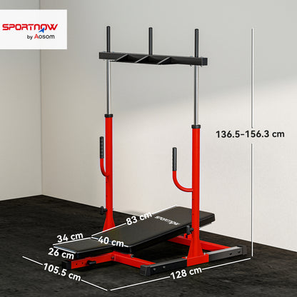 SPORTNOW Vertical Leg Press Machine with Adjustable Leg in Red