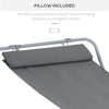 Outsunny Rocking Sun Lounger, Single Garden Lounger Sunbed with Headrest Pillows, Texteline Outdoor Rocking Chair Swing Hammock Daybed with Metal Frame for Patio, Terrace, 212 x 132 x 66 cm, Grey
