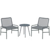 Outsunny 3 Piece Rattan Bistro Set, Outdoor Garden Furniture Set with 2 Chairs, Round Coffee Table for Patio, Balcony, Dark Grey
