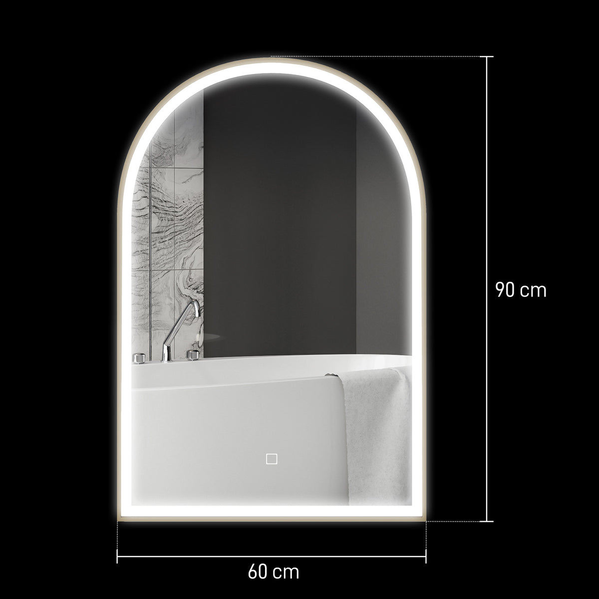 HOMCOM Bathroom Mirror with LED Lights in Gold Tone