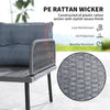 Outsunny 6 Piece Rattan Garden Furniture Set, 8 Seater Garden Corner Sofa with Cushions and Glass Top Table, Sectional Outdoor Furniture Conservatory Set for Patio, Charcoal Grey