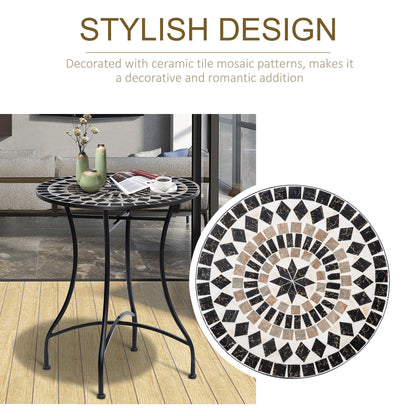 طاولة فناء خارجية من Outsunny Mosaic مقاس 60 سم - أسود