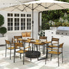 Outsunny Seven-Piece Wood Panel Patio Dining Set - Brown/Black