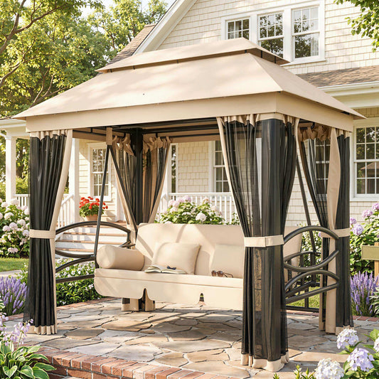 Outsunny 3 Seater Swing Chair in Beige