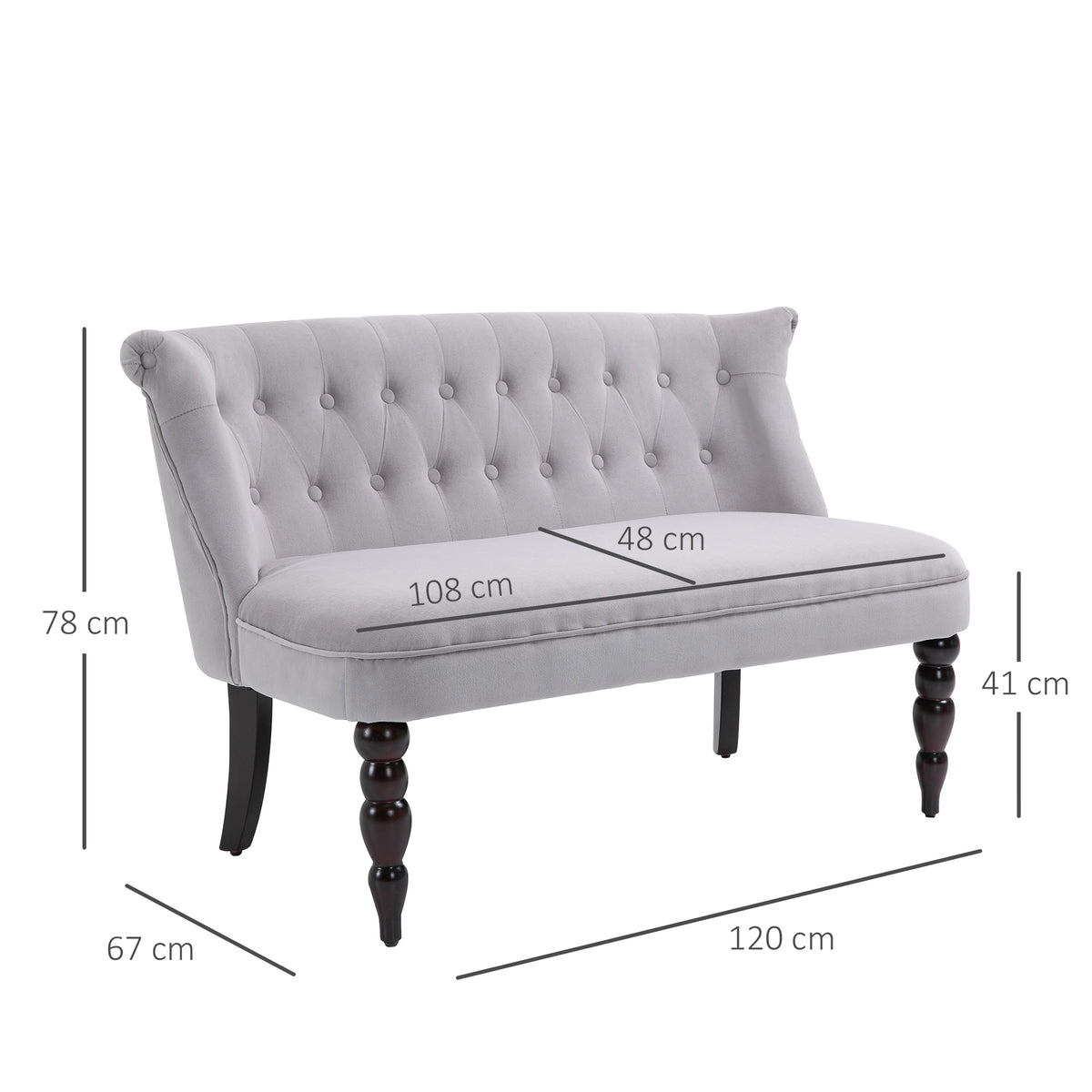 HOMCOM Velvet 2 Seater Sofa in Grey