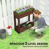 Outsunny 2-Tier Wooden Raised Planter, Raised Garden Bed on Legs with Drainage Holes and Bed Liner, Elevated Garden Planter