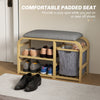 HOMCOM Bamboo Shoe Rack Bench with Padded Seat - Nature Wood Finish