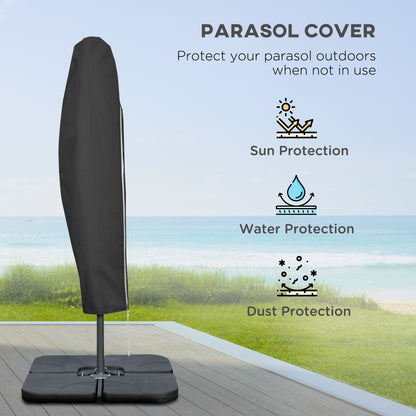 Outsunny 3m Overhanging Parasol, with Base, Weights and Cover - Blue
