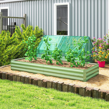 Outsunny Metal Raised Garden Bed Planter Box Outdoor Planters for Growing Flowers, Herbs, Green, Light Green