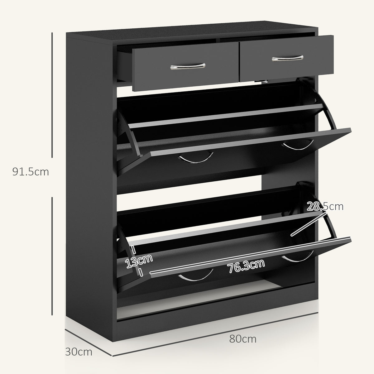 HOMCOM Narrow Shoe Storage in Black