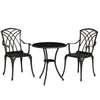 Outsunny 3 Pieces Garden Dining Set for 2, Cast Aluminium Outdoor Dining Set with 2 Armchairs and Round Dining Table with Parasol Hole, Garden Furniture Set, Bronze Tone