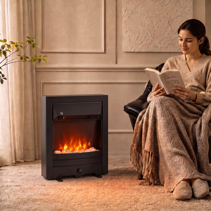 HOMCOM Electric Fireplace Stove Freestanding/Inset in Black