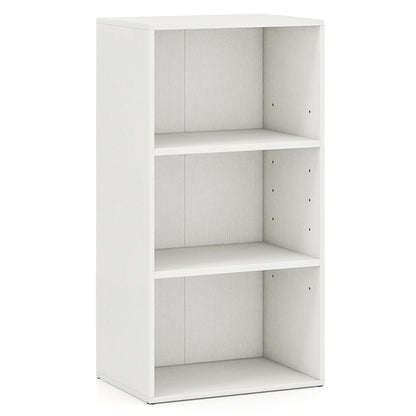 3-Cube Bookcase with 7-Position Adjustable Shelves and Anti-Toppling Kits-White