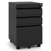 3-Drawer Mobile File Cabinet with 5 Casters and 2 Keys for A4-Black