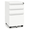 3-Drawer Mobile File Cabinet with 5 Casters and 2 Keys for A4-White