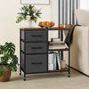 3 Drawer Wooden Mobile File Cabinet with Open Storage Shelves-Rusticbrown