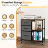 3 Drawer Wooden Mobile File Cabinet with Open Storage Shelves-Rusticbrown