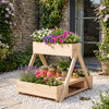 3 Fir Wooden Planter Boxes with Open Storage Shelf and 3 Drainage Holes-Natural