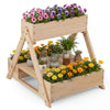 3 Fir Wooden Planter Boxes with Open Storage Shelf and 3 Drainage Holes-Natural