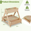 3 Fir Wooden Planter Boxes with Open Storage Shelf and 3 Drainage Holes-Natural