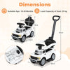 3-In-1 Push Car for Toddlers Licensed Ford with LED Headlights-White