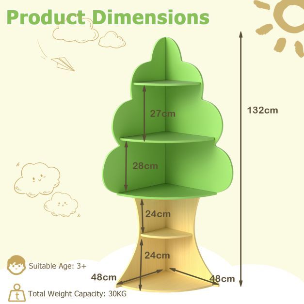 3 PCS Tree Stump Stool Set and Kids Tree Bookshelf Bundle