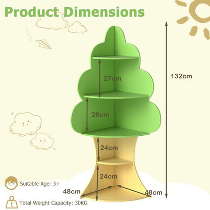 3 PCS Tree Stump Stool Set and Kids Tree Bookshelf Bundle