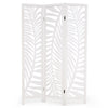 3-Panel Room Divider 170 cm Freestanding Privacy Screen with Natural Paulownia Wood Frame-White